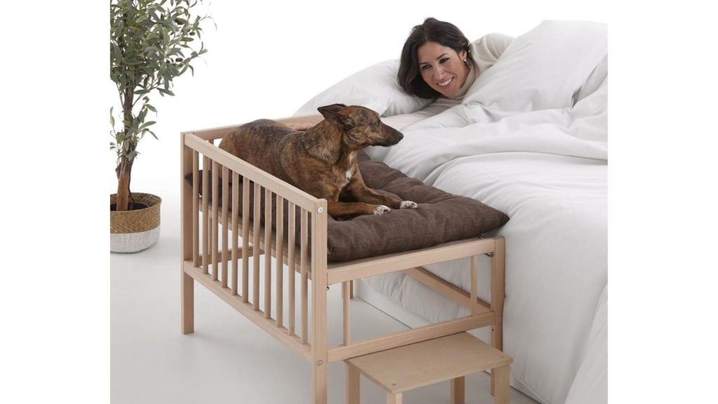 COOLDREAMS - Cama elevada de Madera con Escalera para Mascota con colchón