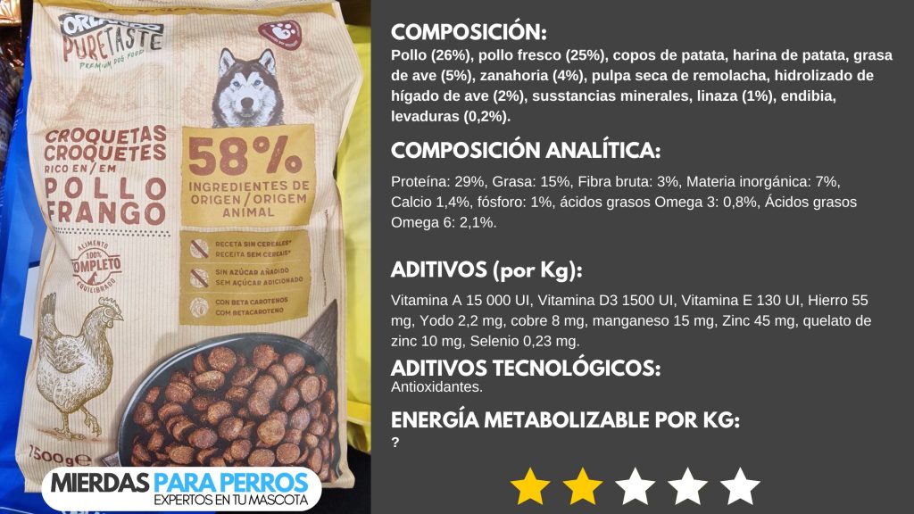 Orlando Puretaste grain free composición