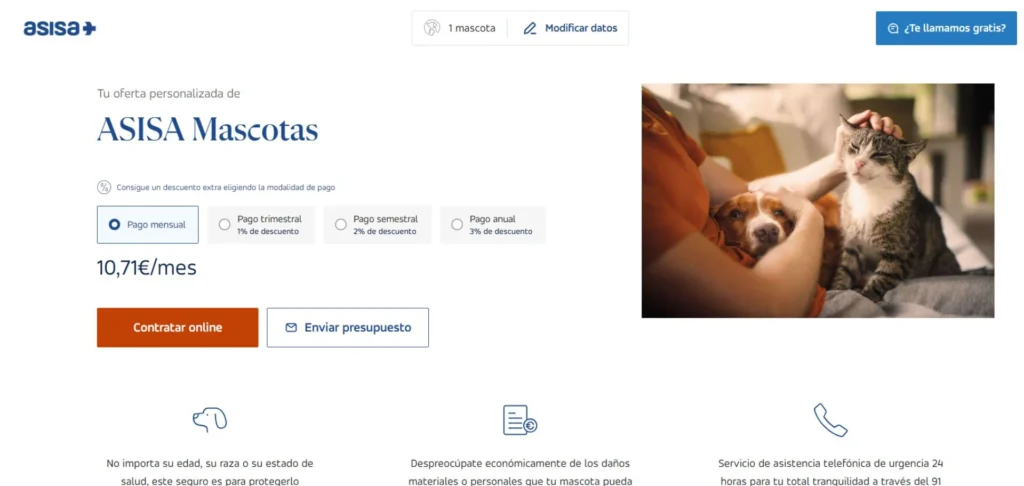 Precio del seguro veterinario para Yuka en Asisa